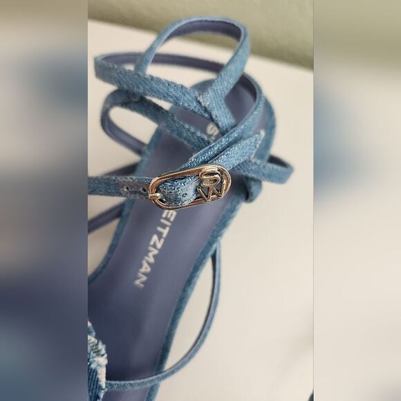 $495 Stuart Weitzman Belize 50 Stappy Sandal In Denim 7B - Picture 9 of 10